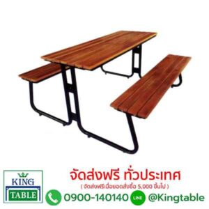 โต๊ะโรงอาหารขาตัว J ไม้สนนอก