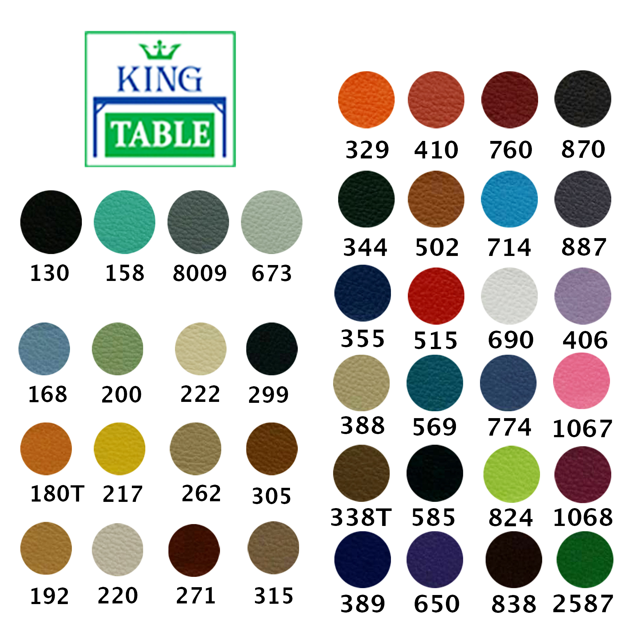 Kingtable  มีเบาะหนังเทียมให้เลือกกว่า 40 สี